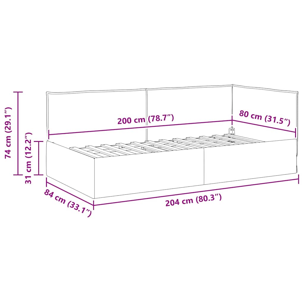 Kampinė lovos konstrukcija Mėlyna 80 x 200 cm audinys
