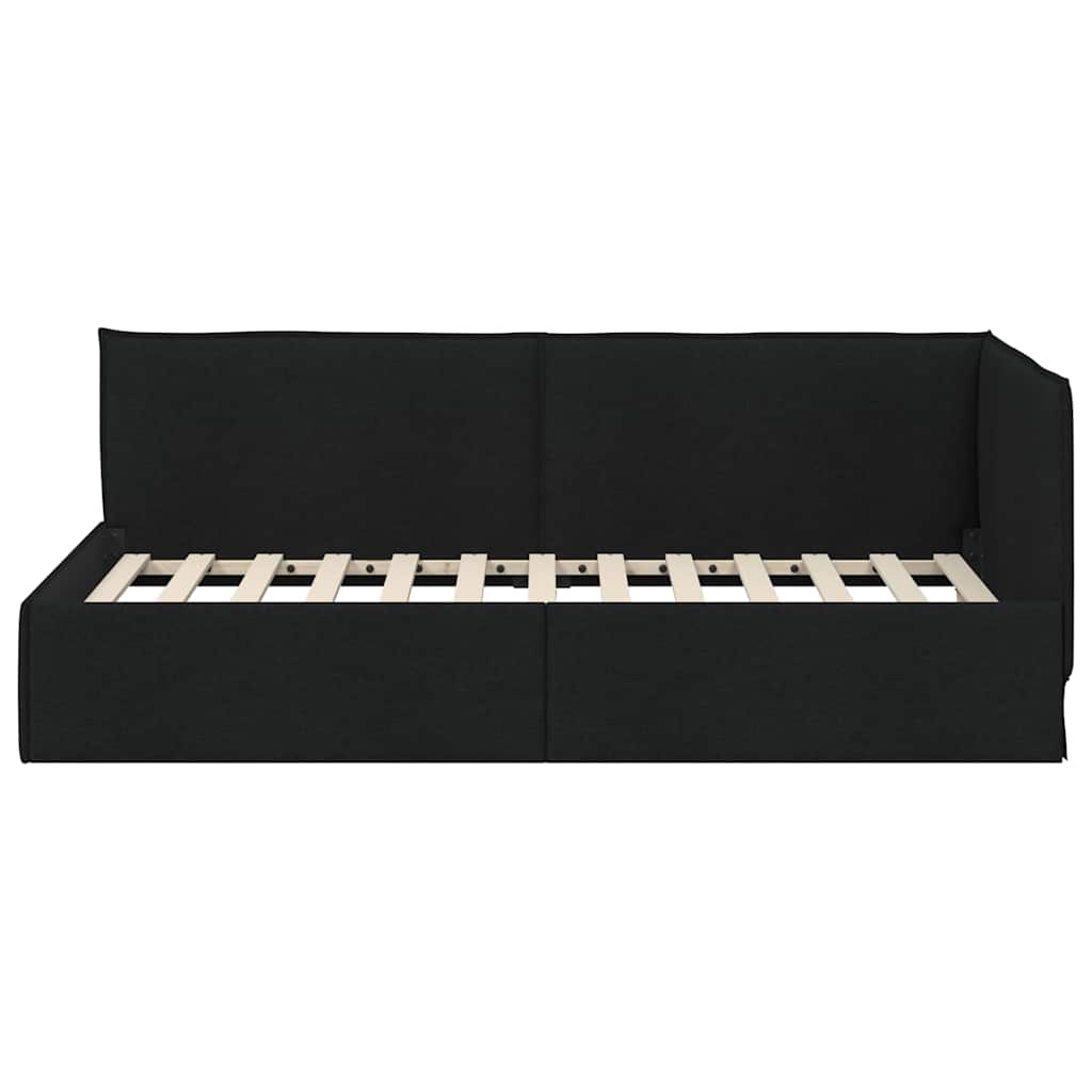 Kampinė lovos konstrukcija Juoda 90 x 200 cm audinys
