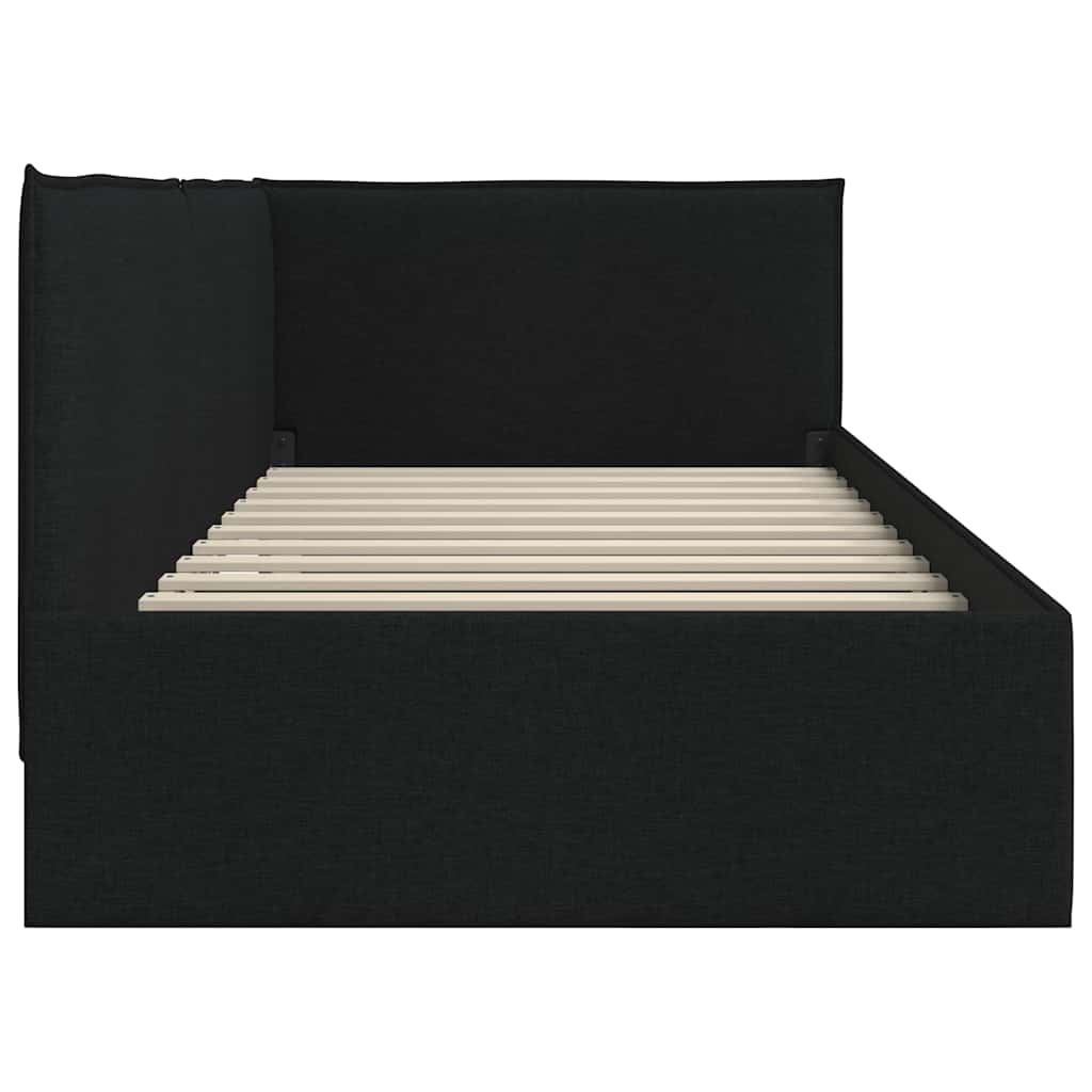 Kampinė lovos konstrukcija Juoda 90 x 200 cm audinys