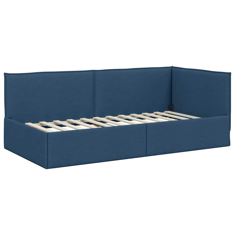 Kampinė lovos konstrukcija Mėlyna 90 x 200 cm audinys