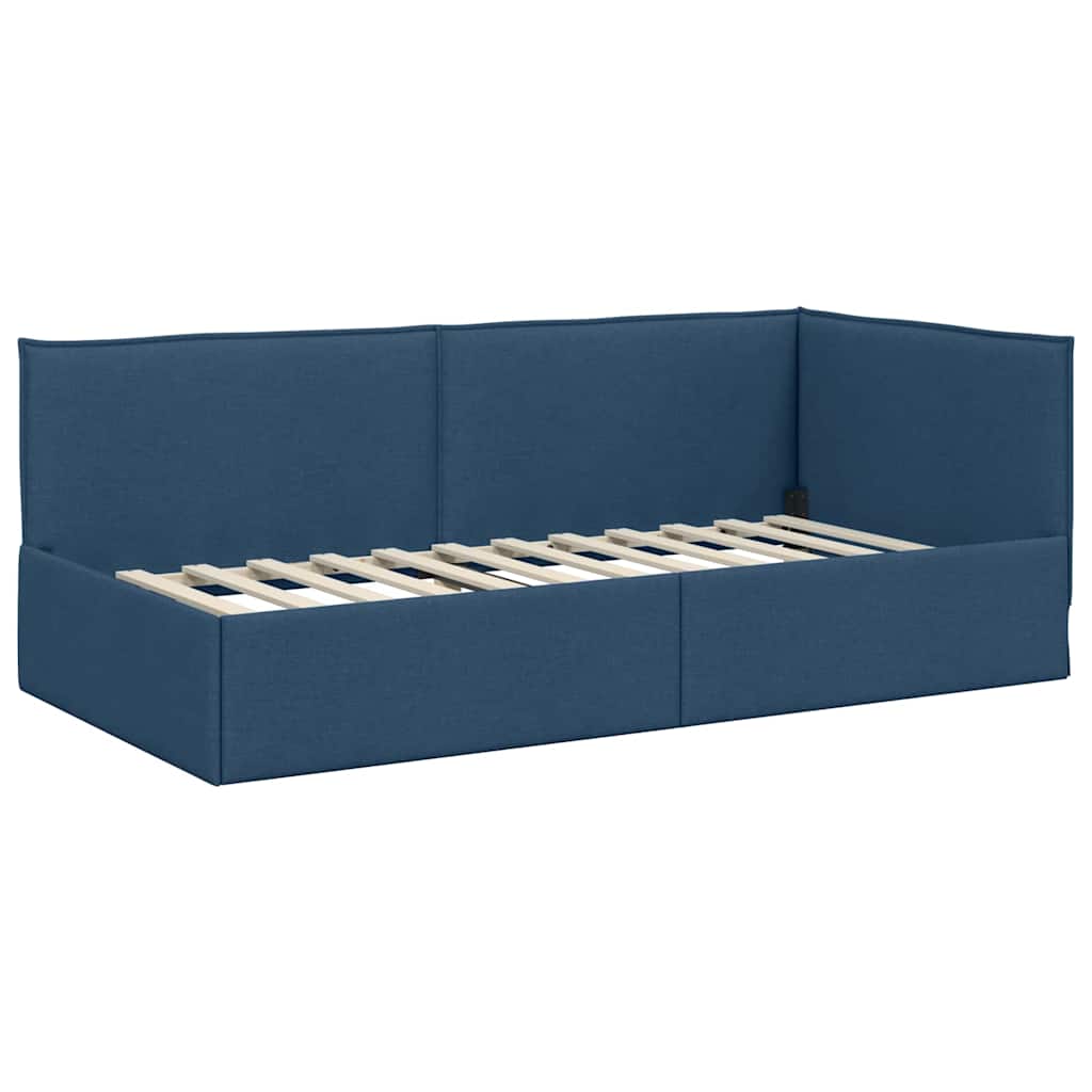 Kampinė lovos konstrukcija Mėlyna 90 x 200 cm audinys