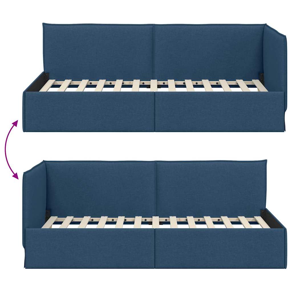 Kampinė lovos konstrukcija Mėlyna 90 x 200 cm audinys