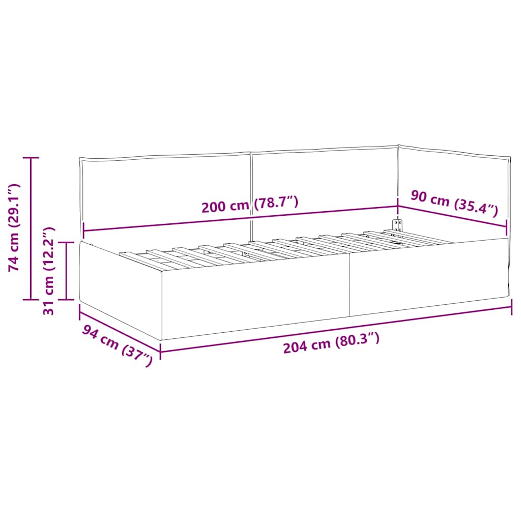 Kampinė lovos konstrukcija Mėlyna 90 x 200 cm audinys