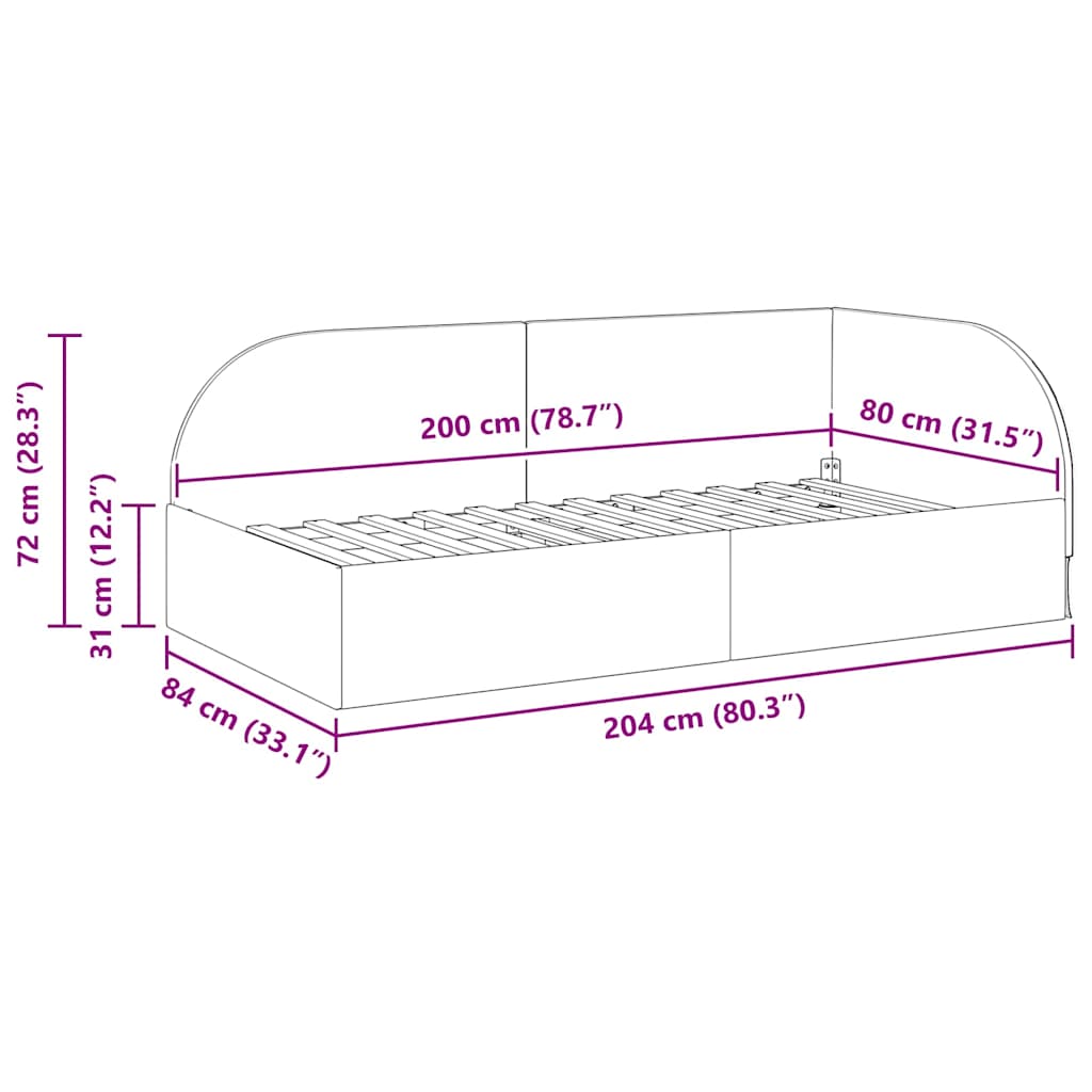 Kampinė lovos konstrukcija Mėlyna 80 x 200 cm Aksomas