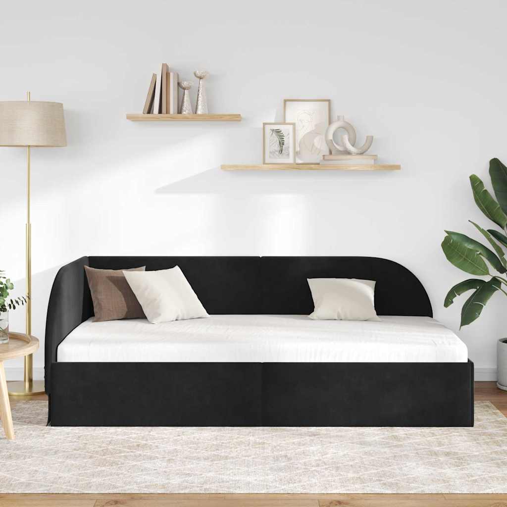 Kampinė lovos konstrukcija Juoda 80 x 200 cm Aksomas