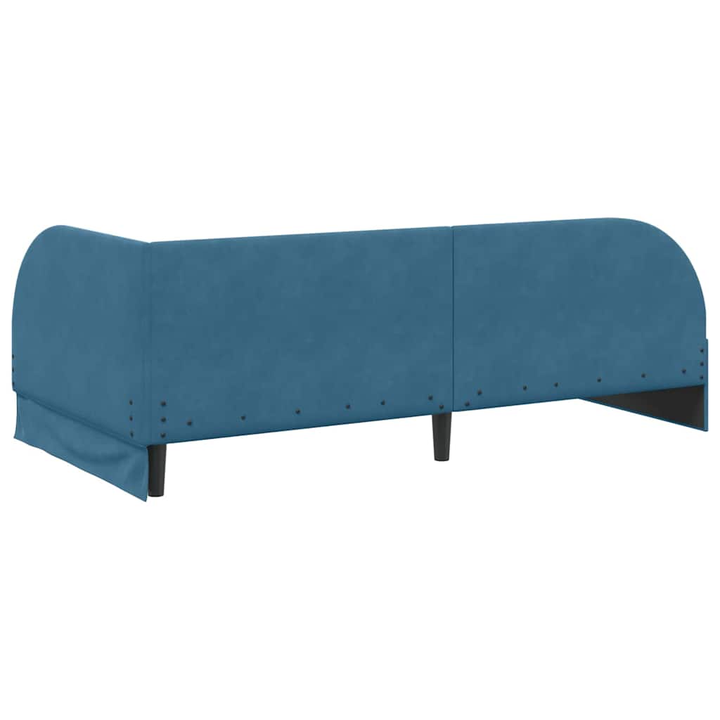Kampinė lovos konstrukcija Mėlyna 90 x 200 cm Aksomas