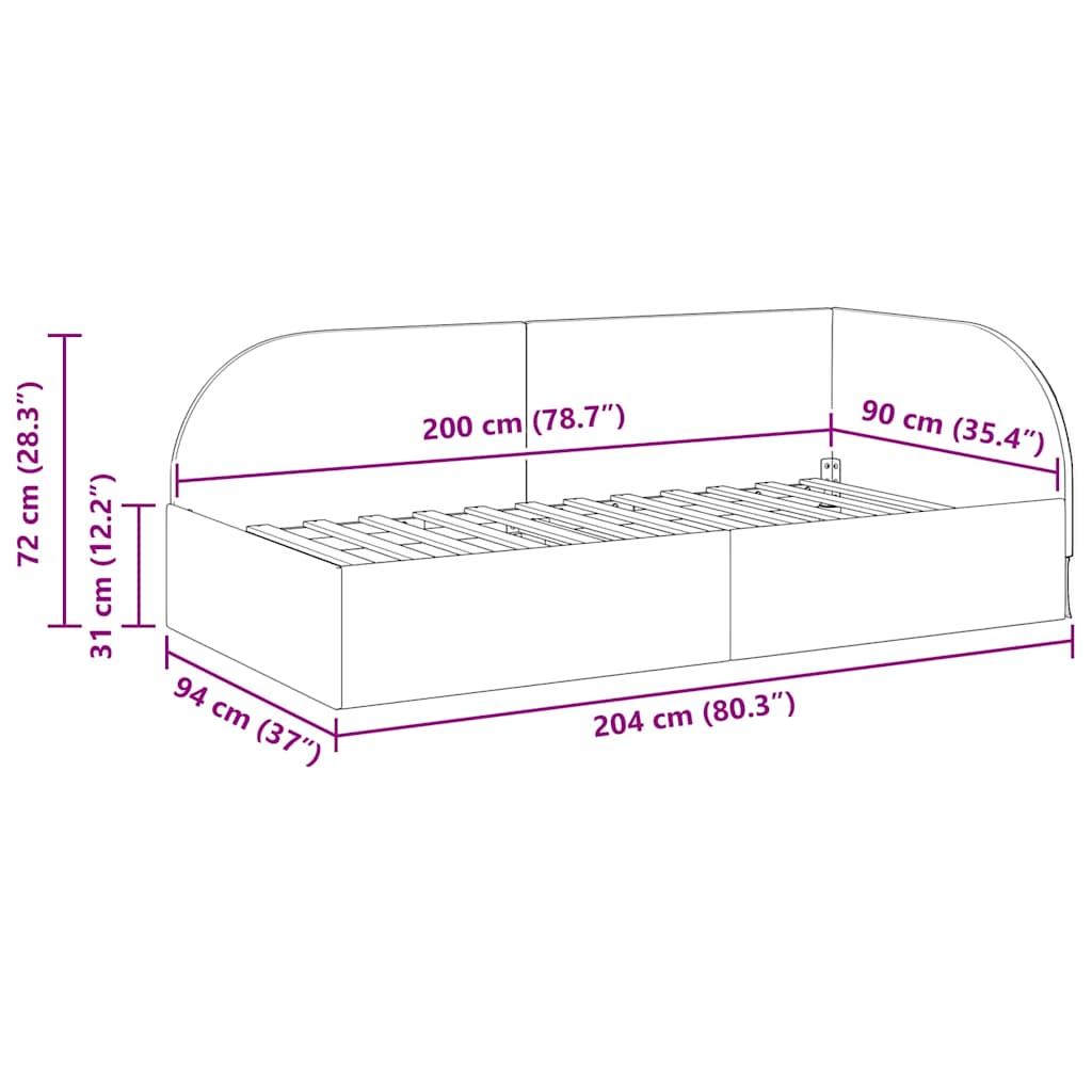 Kampinė lovos konstrukcija Mėlyna 90 x 200 cm Aksomas