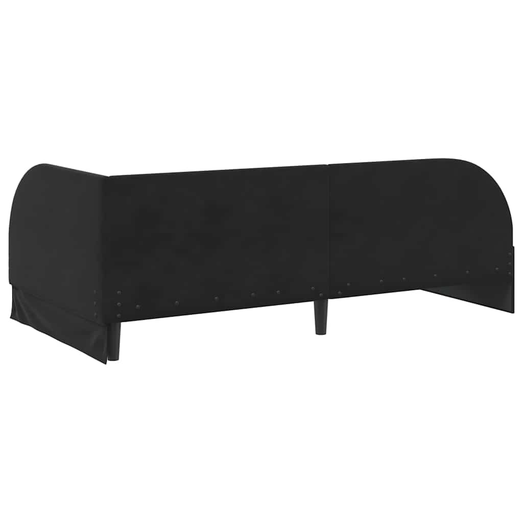 Kampinė lovos konstrukcija Juoda 90 x 200 cm Aksomas