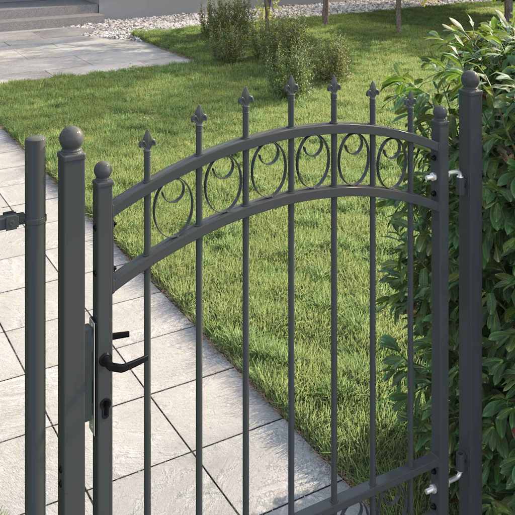 Fence Gate with Spikes and Lock Grey 125 x 100 cm