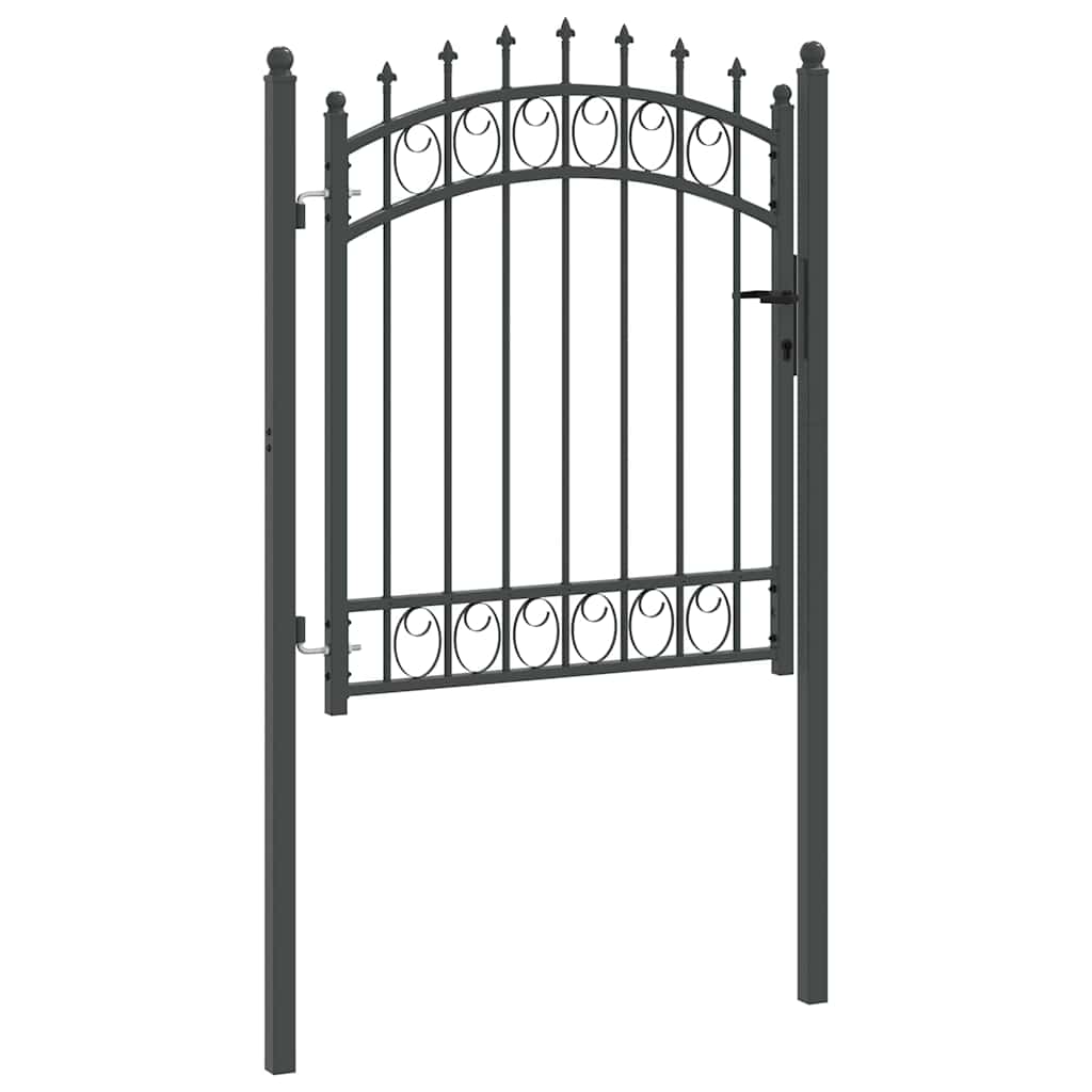 Fence Gate with Spikes and Lock Grey 125 x 100 cm