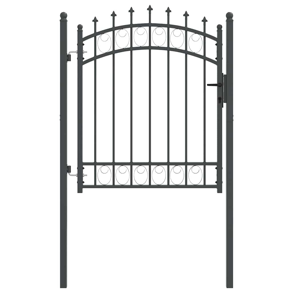 Fence Gate with Spikes and Lock Grey 125 x 100 cm