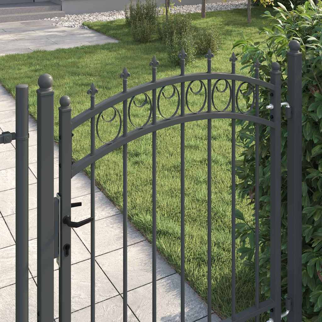Fence gate with spikes and lock Grey 150 x 100 cm