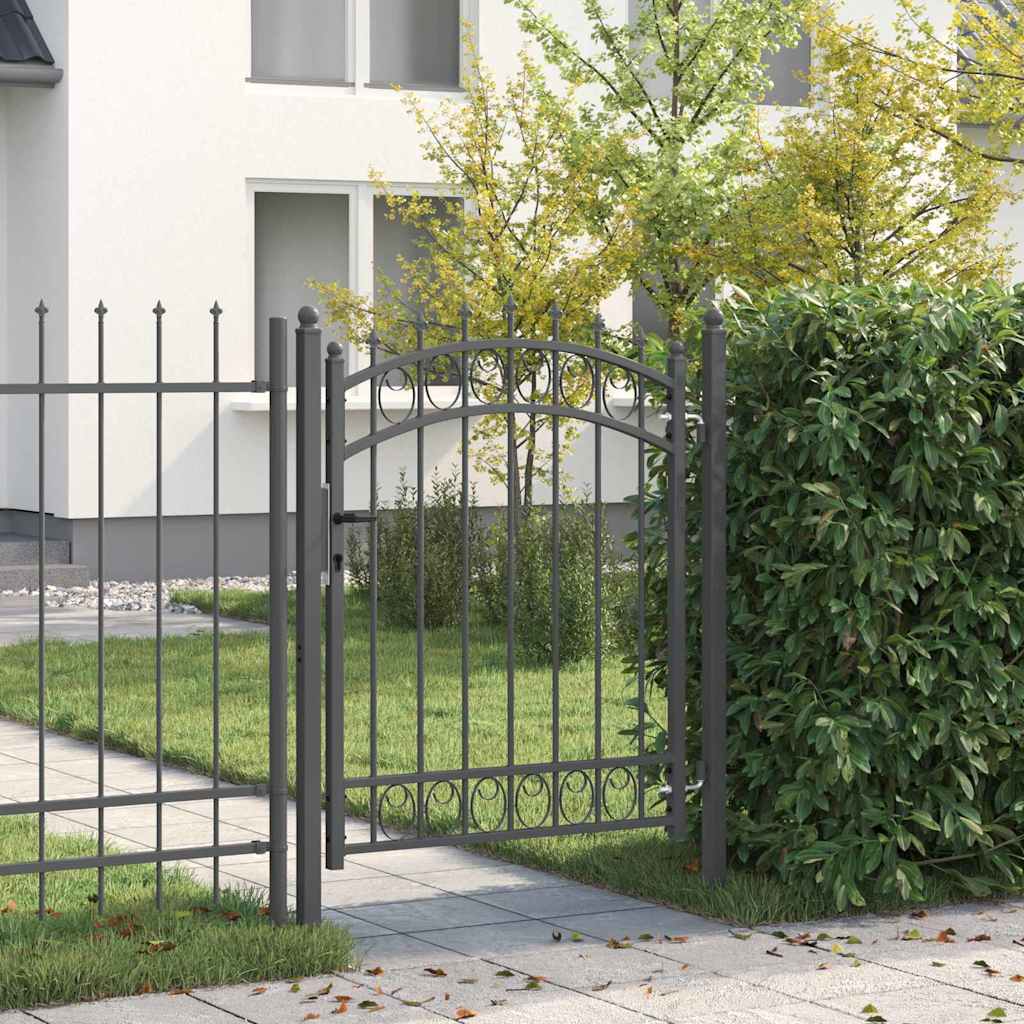 Fence gate with spikes and lock Grey 150 x 100 cm