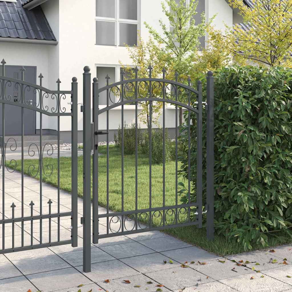Fence gate with spikes and lock Grey 150 x 100 cm
