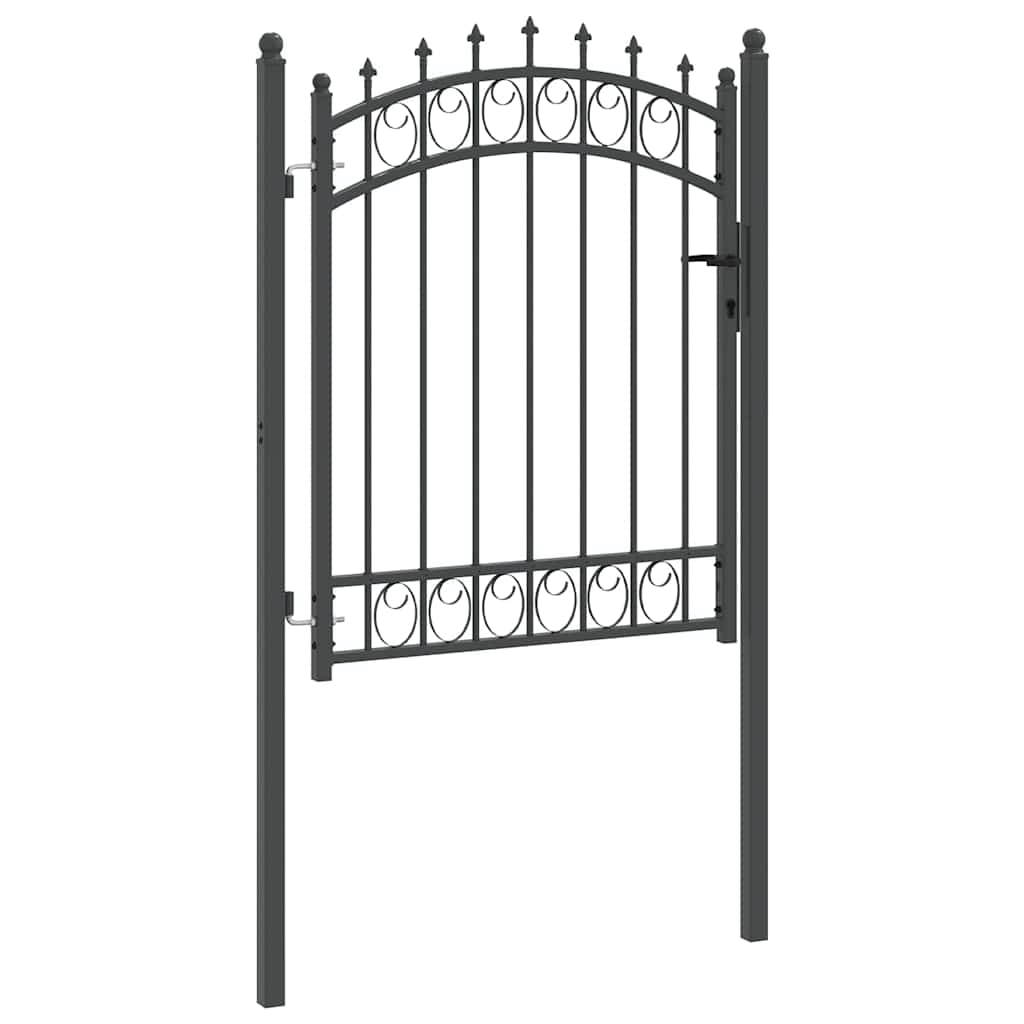 Fence gate with spikes and lock Grey 150 x 100 cm