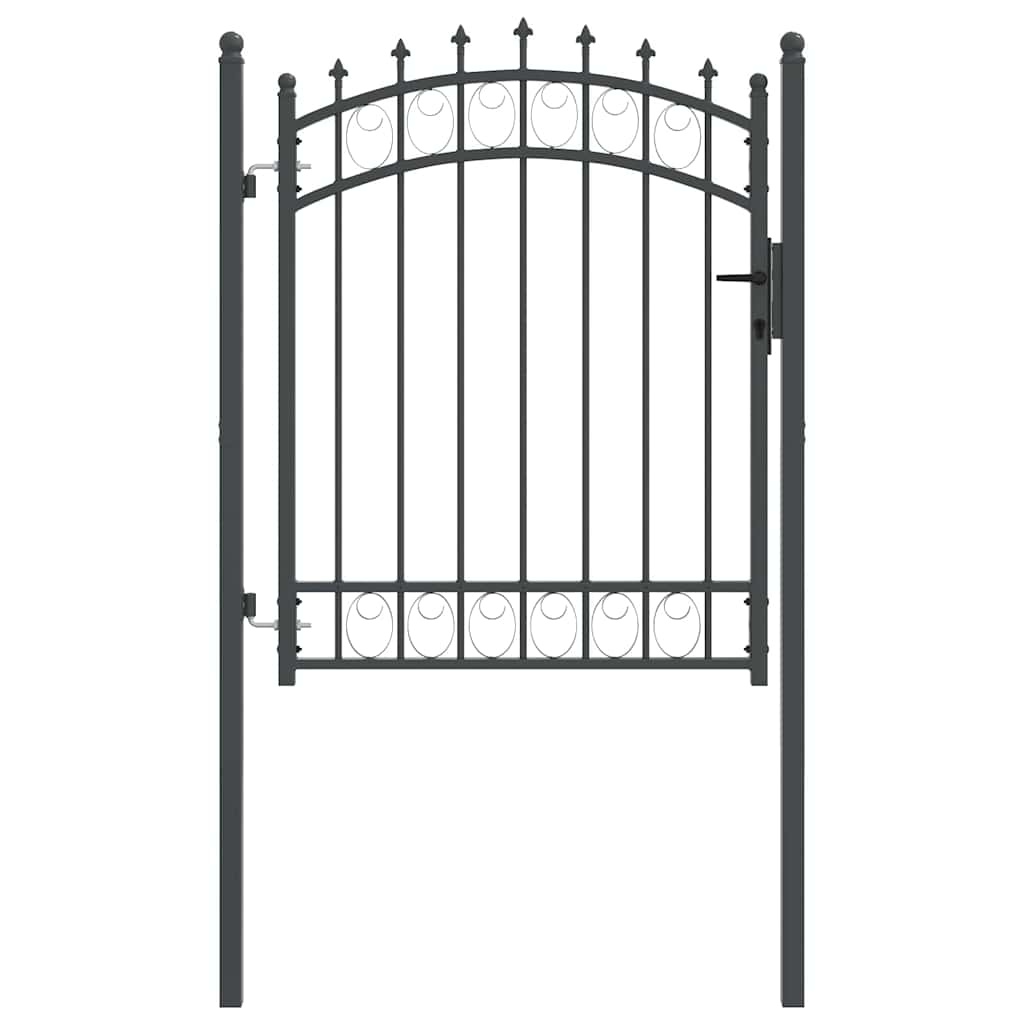 Fence gate with spikes and lock Grey 150 x 100 cm