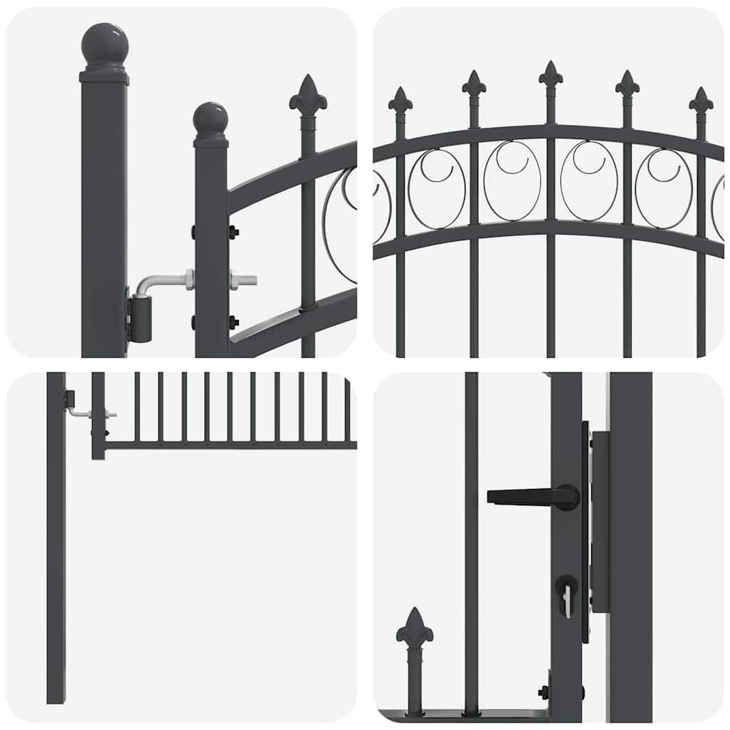 Fence gate with spikes Grey 150 x 100 cm