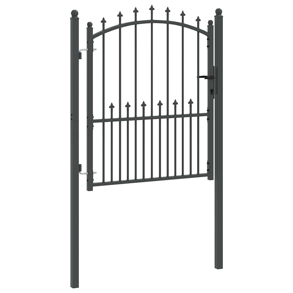 Fence Gate with Spikes and Lock Grey 125 x 100 cm
