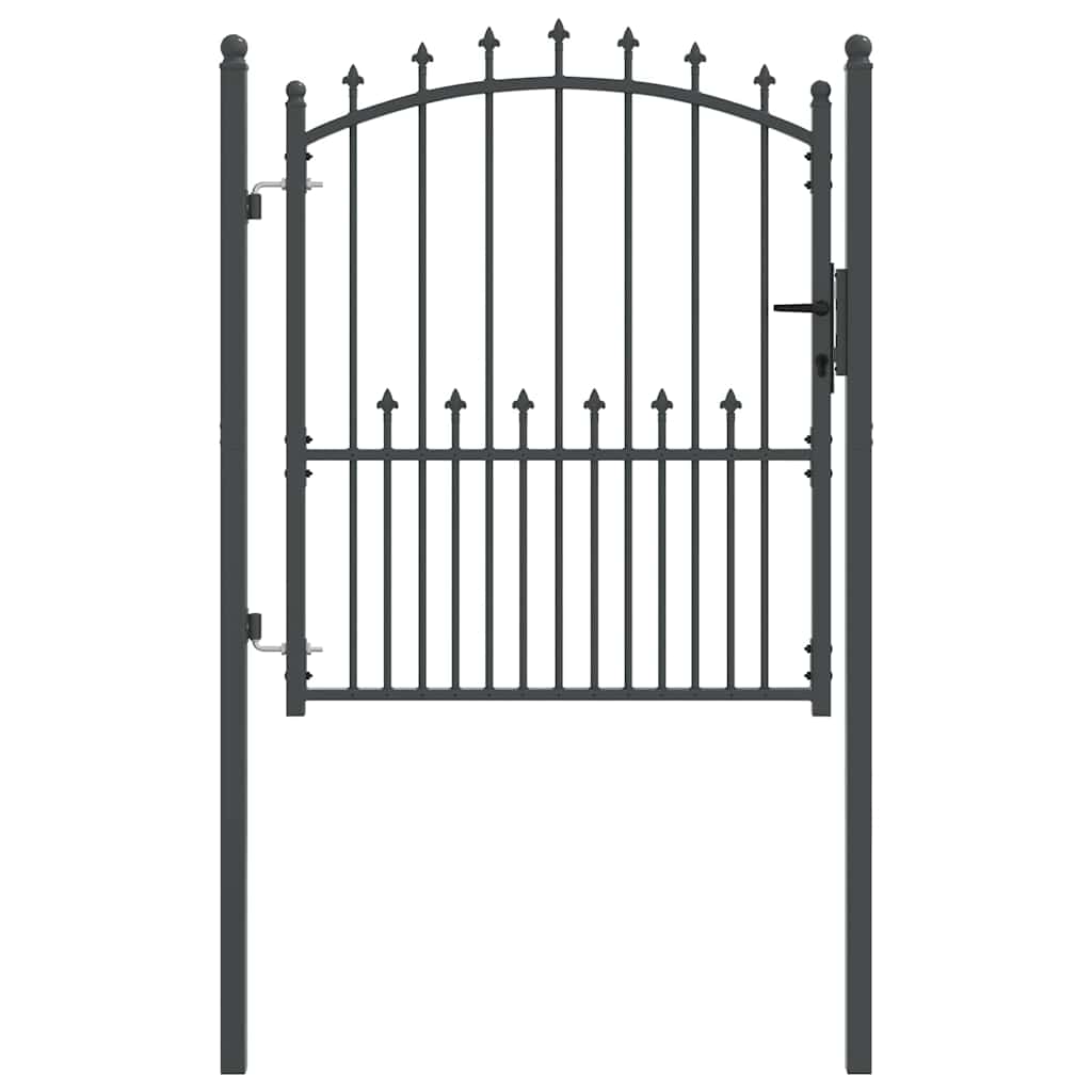 Fence Gate with Spikes and Lock Grey 125 x 100 cm