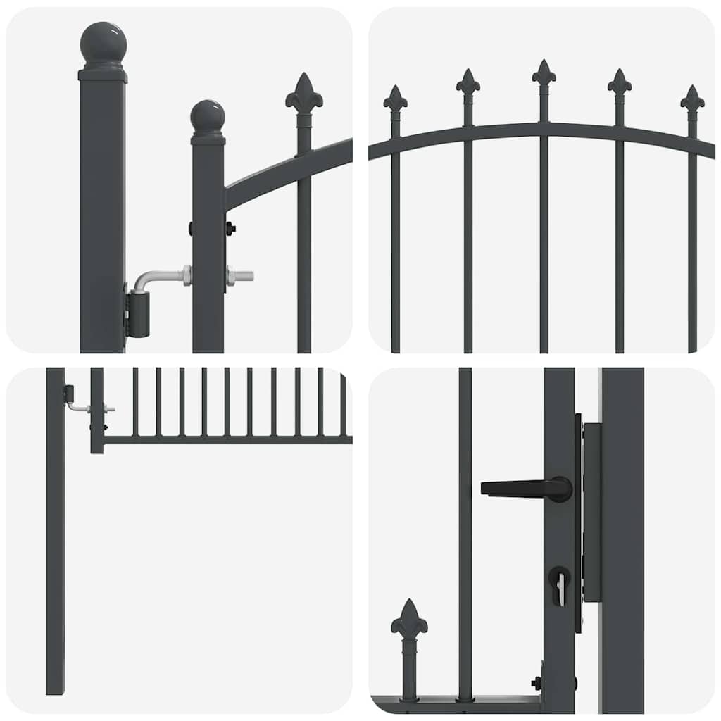 Tvoros vartai su smailiais su užraktu Pilka 150 x 100 cm