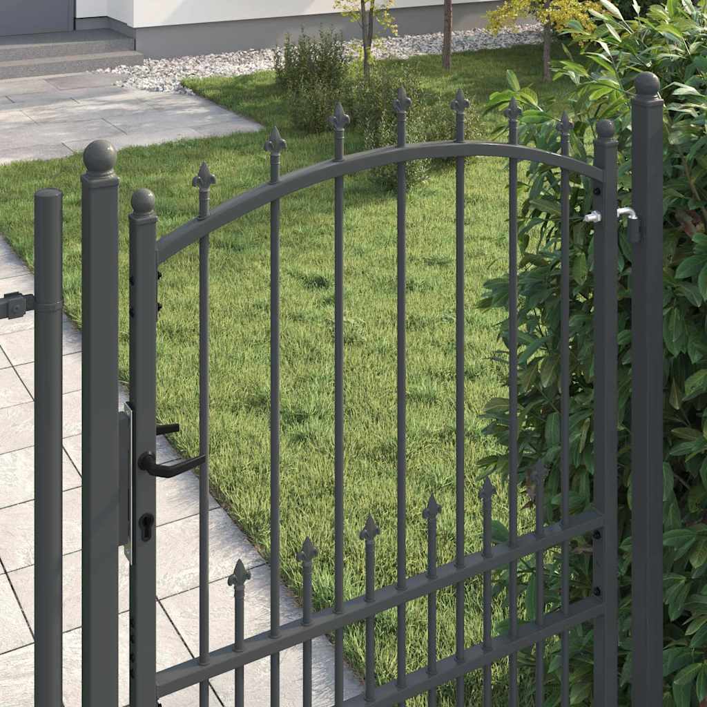 Fence gate with pointed tops with lock Grey 200 x 100 cm