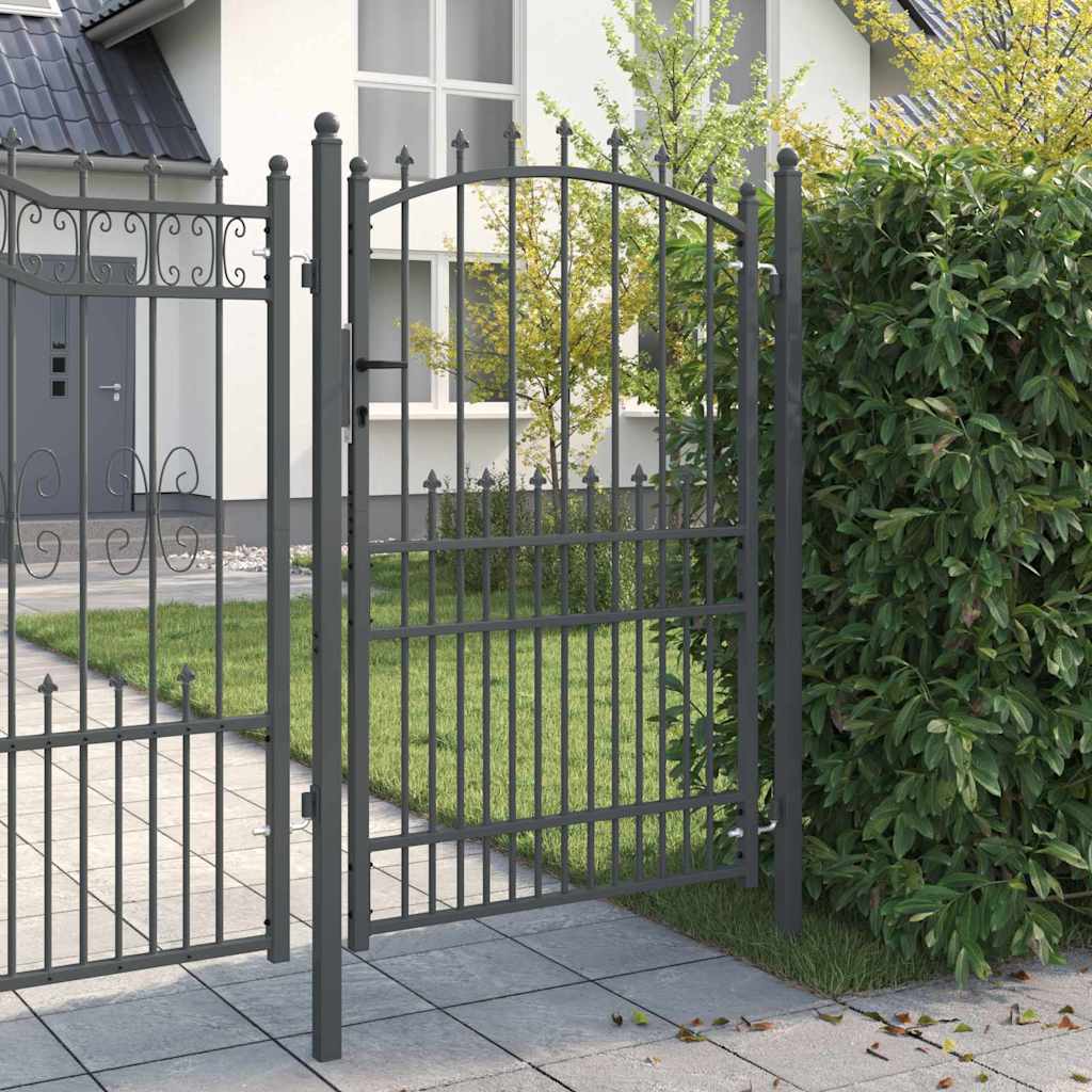 Fence gate with pointed tops with lock Grey 200 x 100 cm