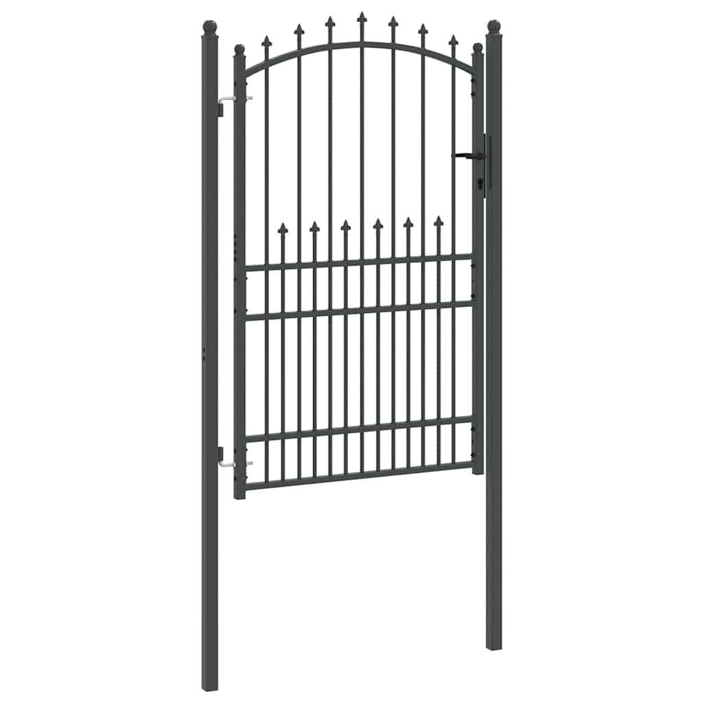 Fence gate with pointed tops with lock Grey 200 x 100 cm