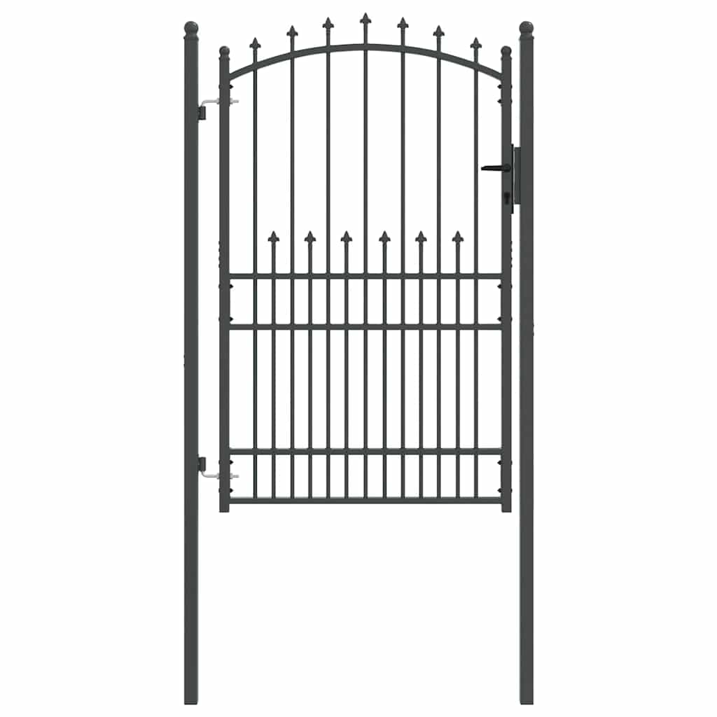 Fence gate with pointed tops with lock Grey 200 x 100 cm