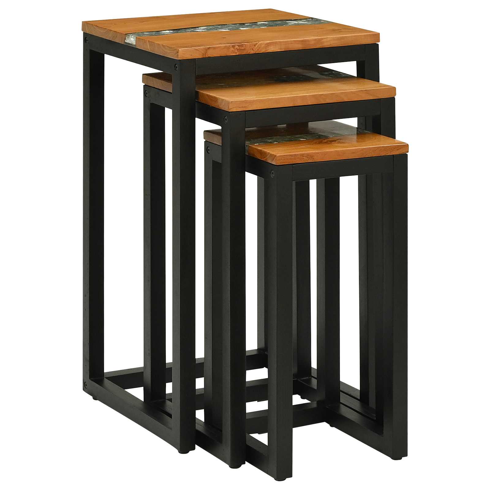 Suklijuotas stalas 3 pcs Ruda Kieto teka medžio