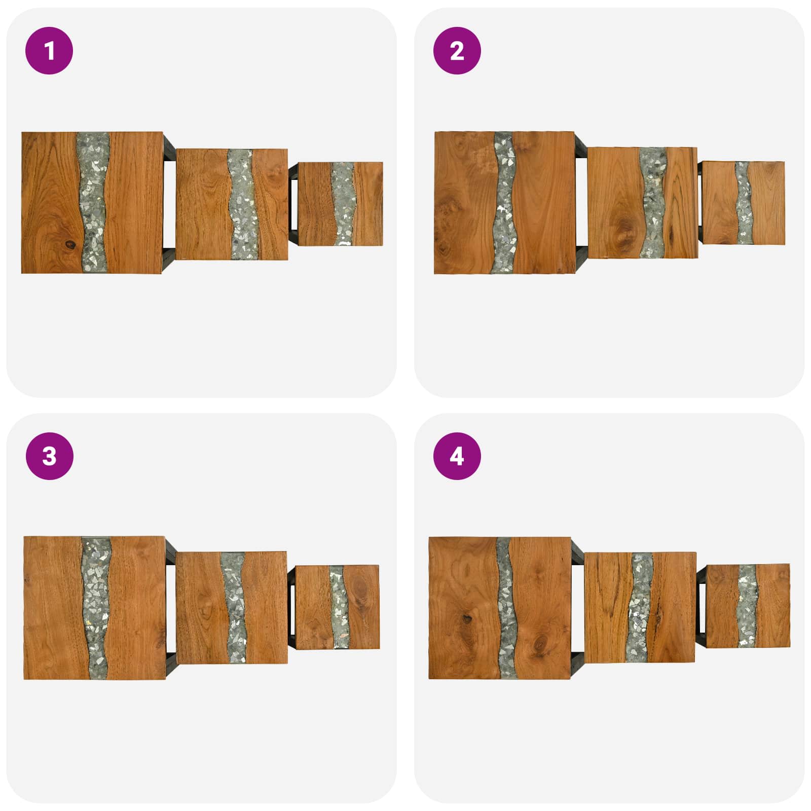 Suklijuotas stalas 3 pcs Ruda Kieto teka medžio