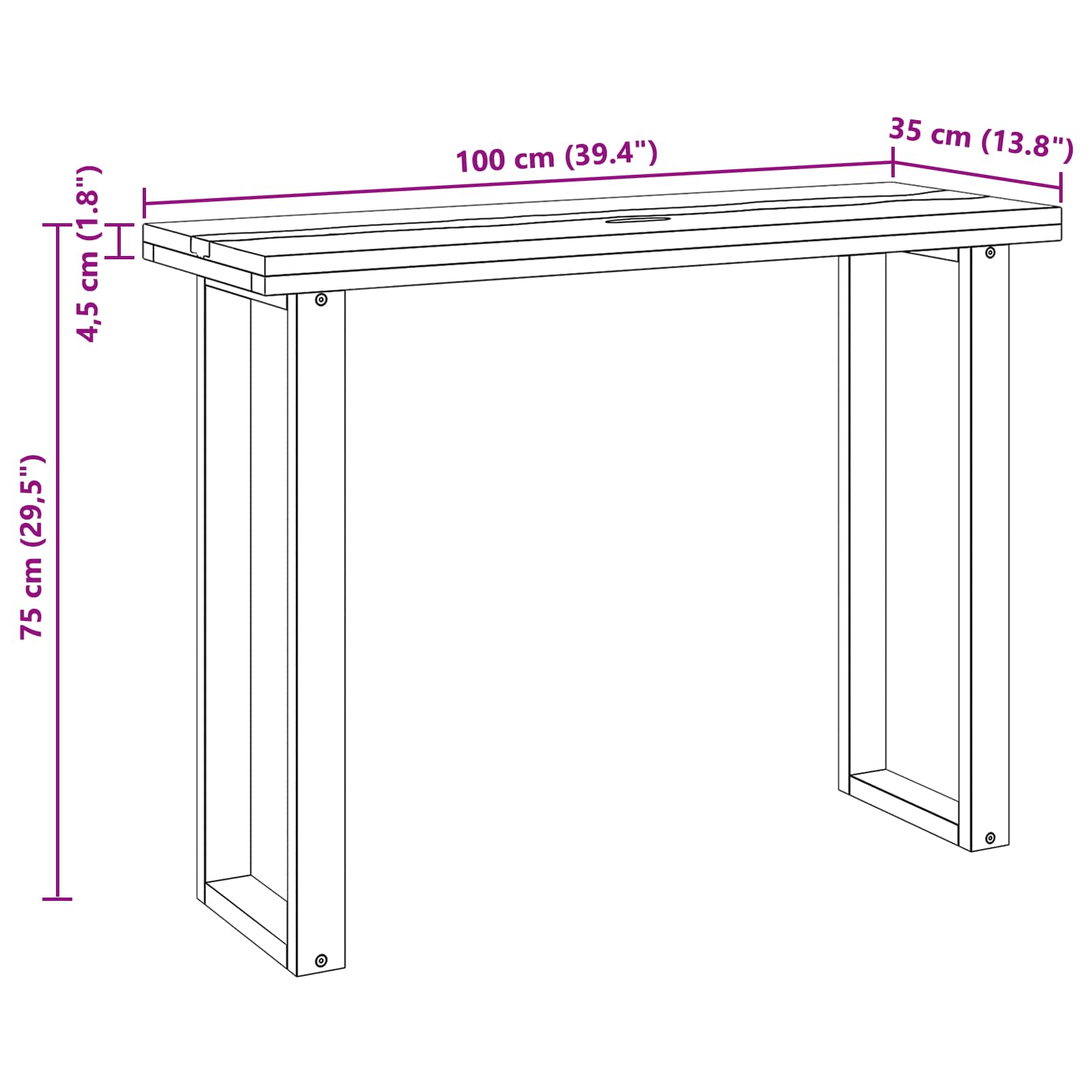 Konsolinis stalas Ruda 100 x 35 x 75 cm Kieto teka medžio