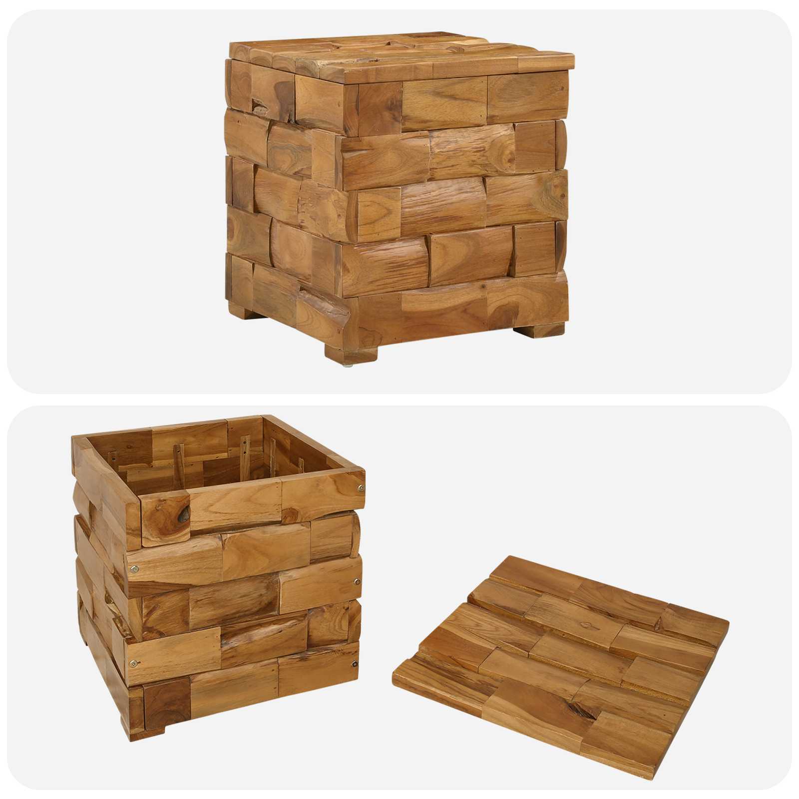 Glabāšanas sols Brūns 40,5 x 39,5 x 45 cm masīvs tīkkoks
