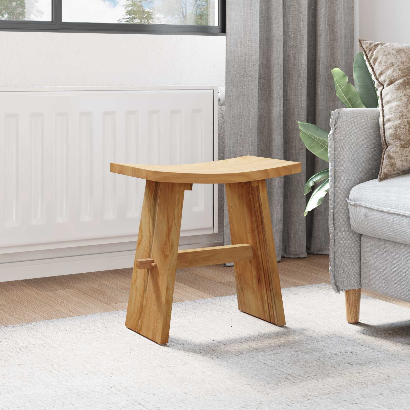Vannas istabas taburete brūna 50 x 29,5 x 50,5 cm masīvs tīkkoks