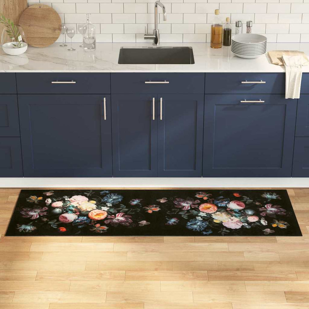 Virtuves paklājs Melns 180 x 60 cm Samts