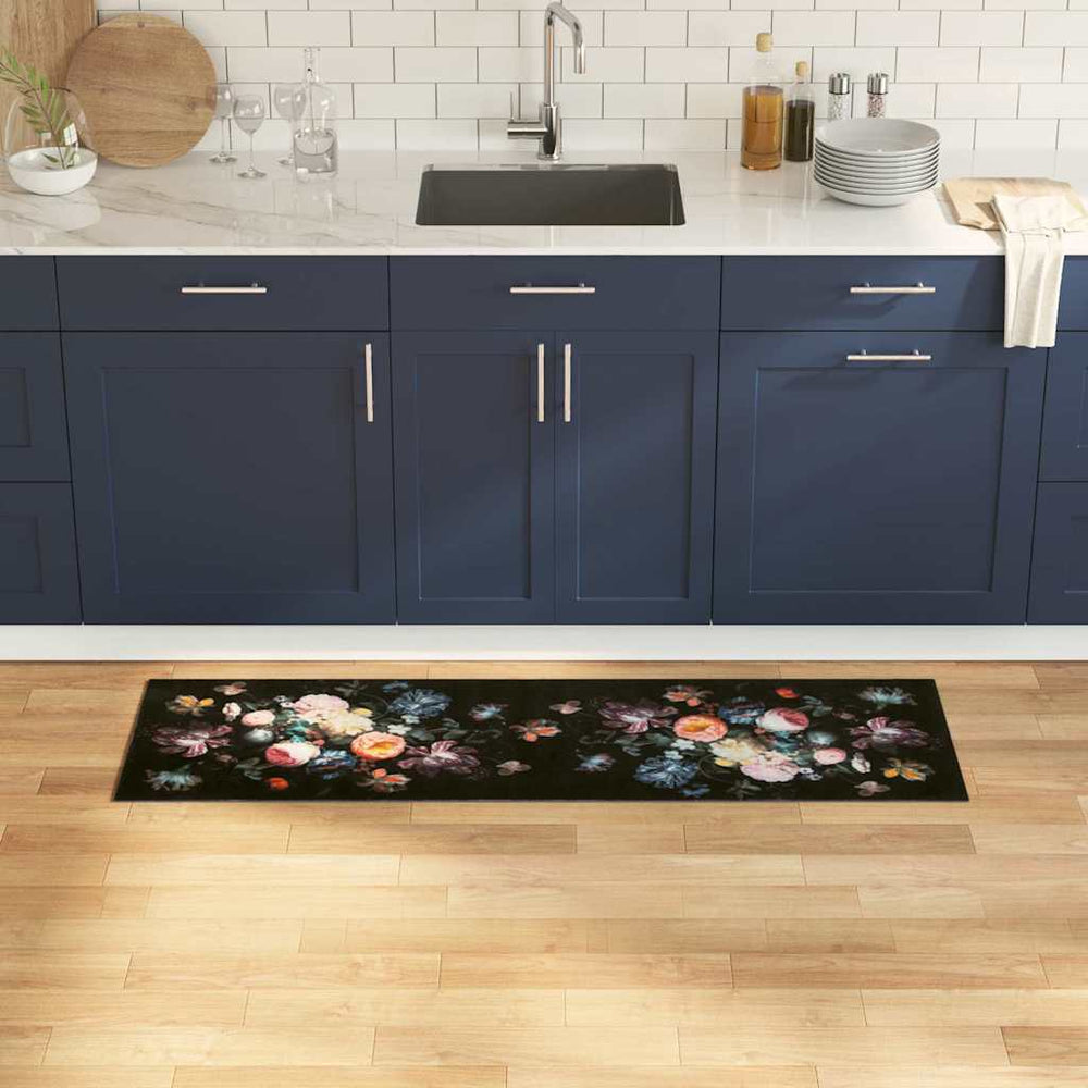 Virtuves paklājs Melns 150 x 45 cm Samts