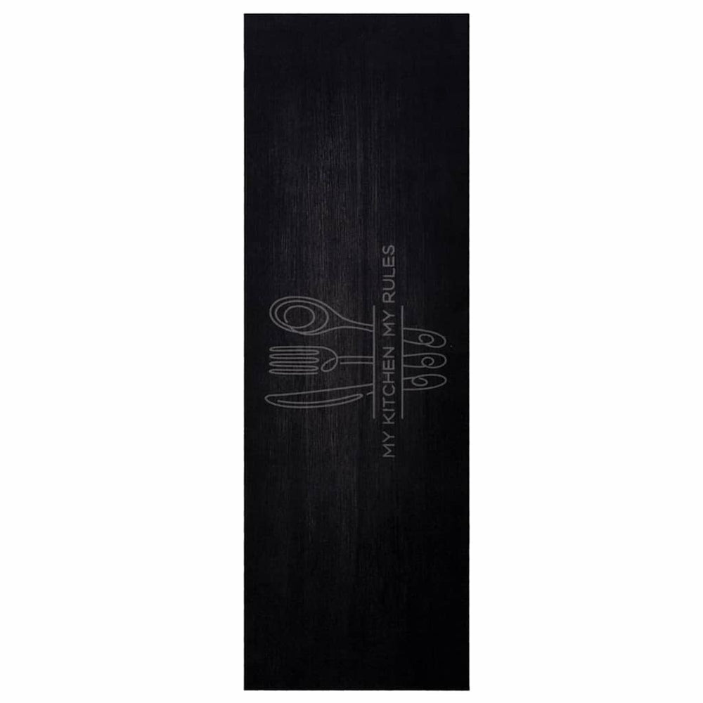 Virtuvės kilimas Vakarienės reikmenys Juoda 180 x 60 cm Aksomas