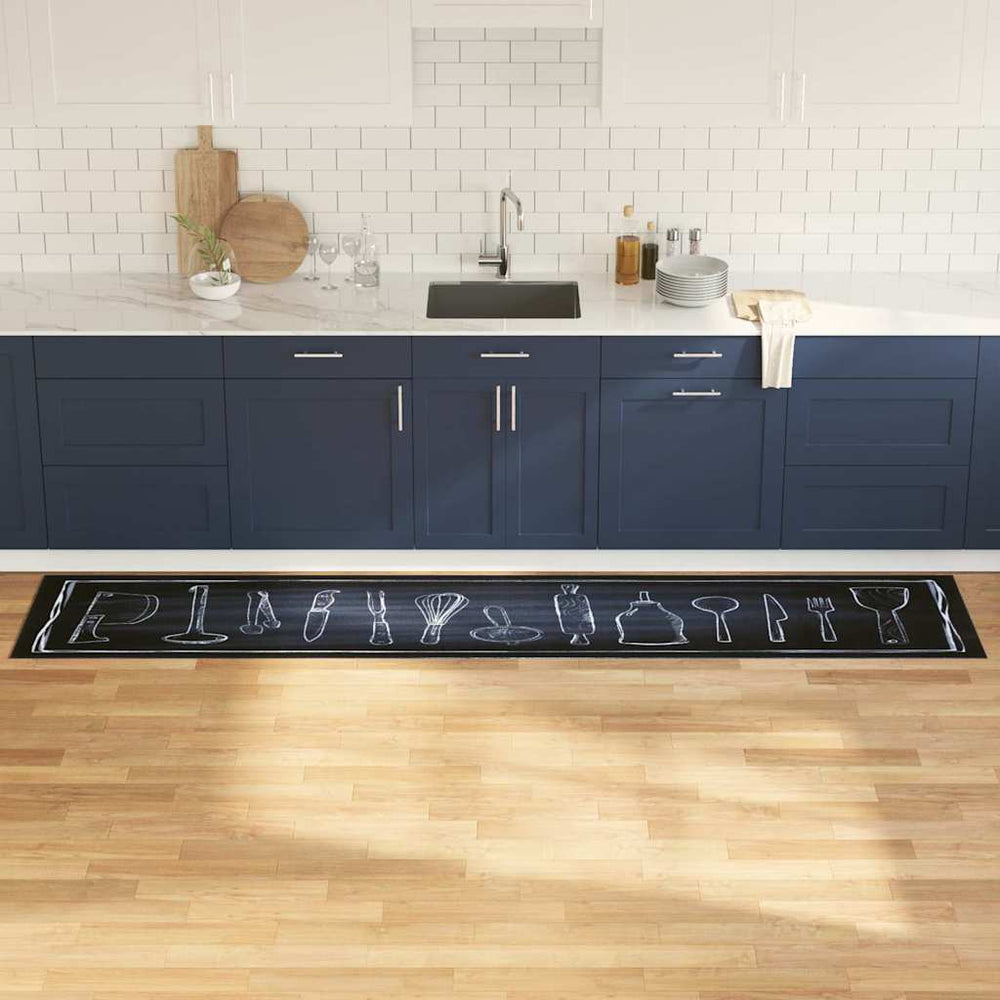 Virtuvės kilimas Juoda 300 x 60 cm Aksomas