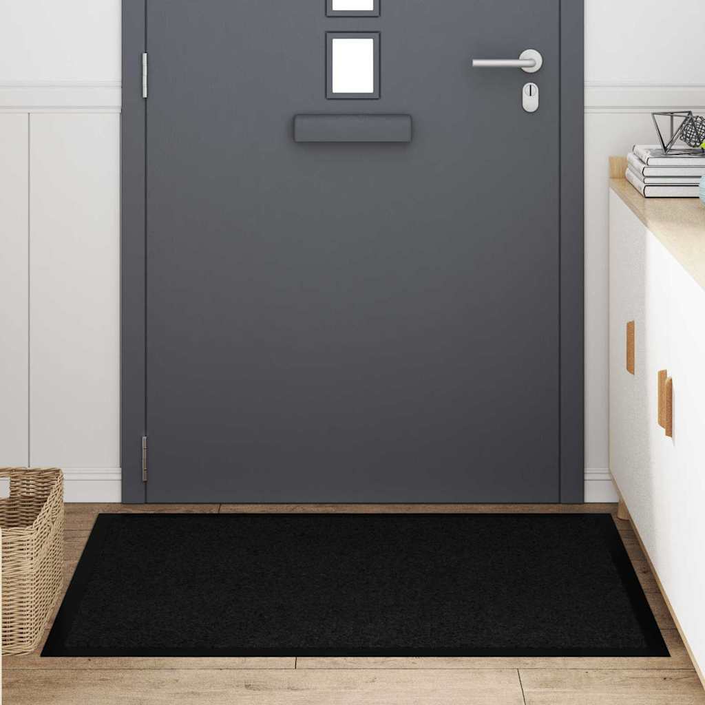 Doormat Black 80 x 120 cm Teddy Fabric