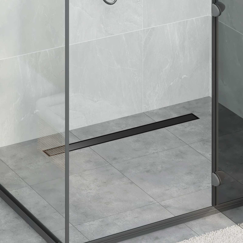 2-in-1 Shower Drain with 360° Siphon Black 80 cm