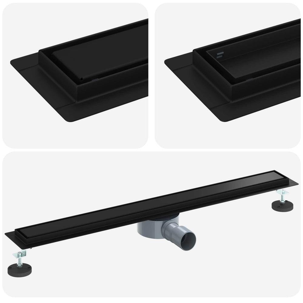 2-in-1 Shower Drain with 360° Siphon Black 80 cm