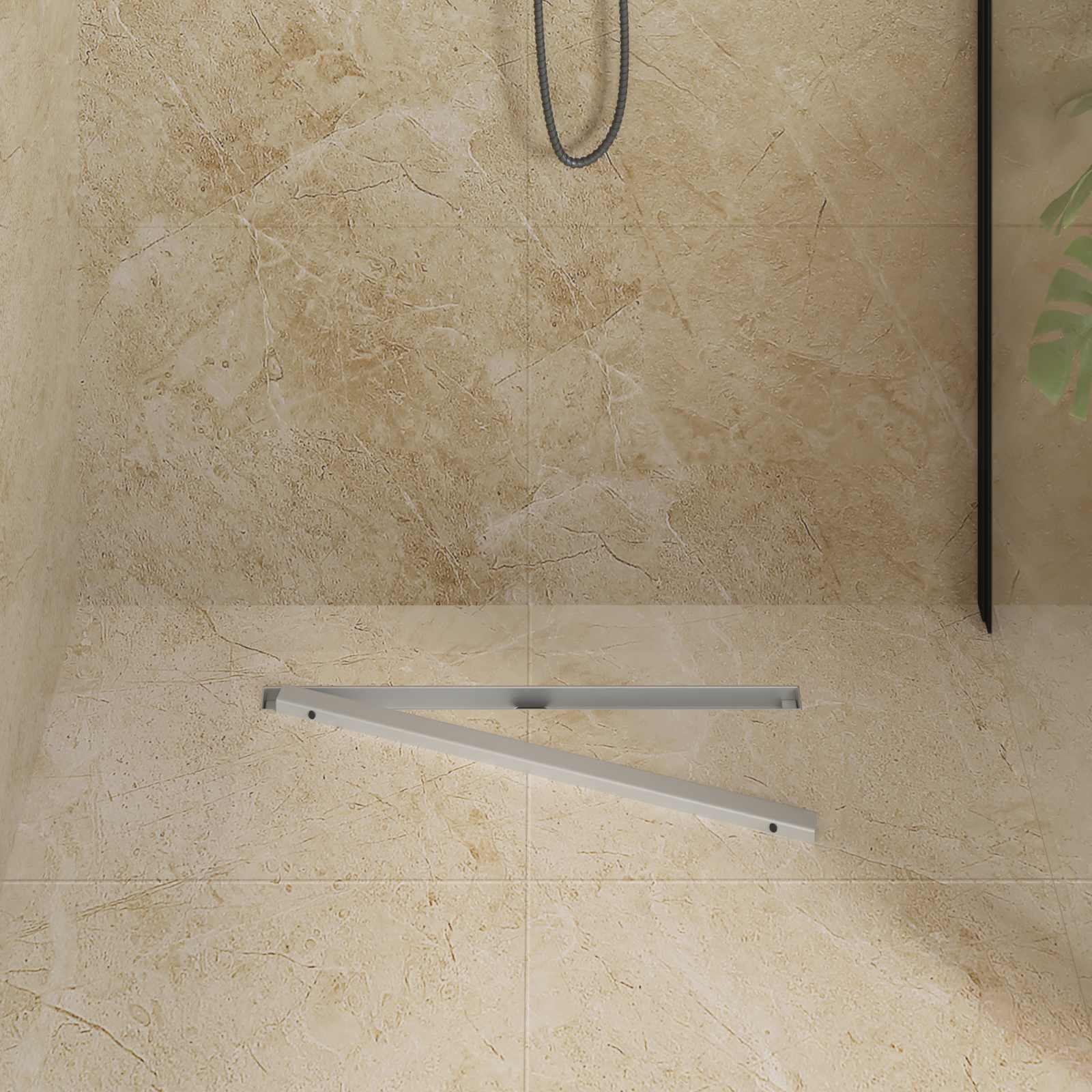 360° Dušas noteka ar plānu dizainu, sudraba, 60 cm