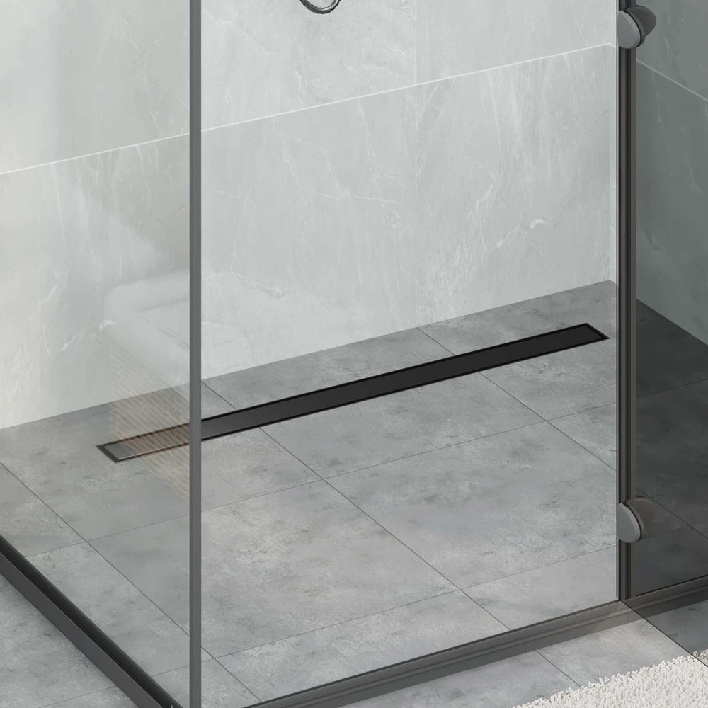 2-in-1 Shower Drain with 360° Siphon Black 90 cm