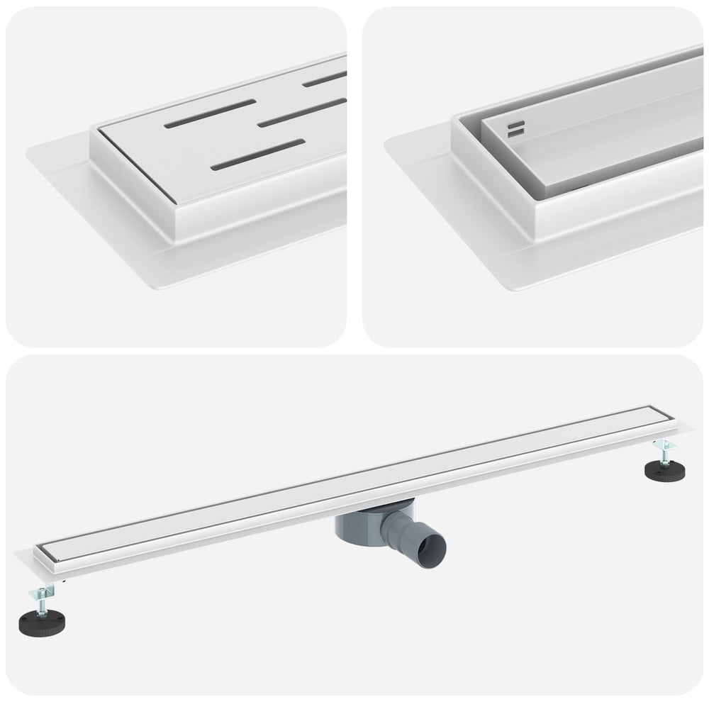 2-in-1 Shower Drain with 360° Siphon Silver 100 cm