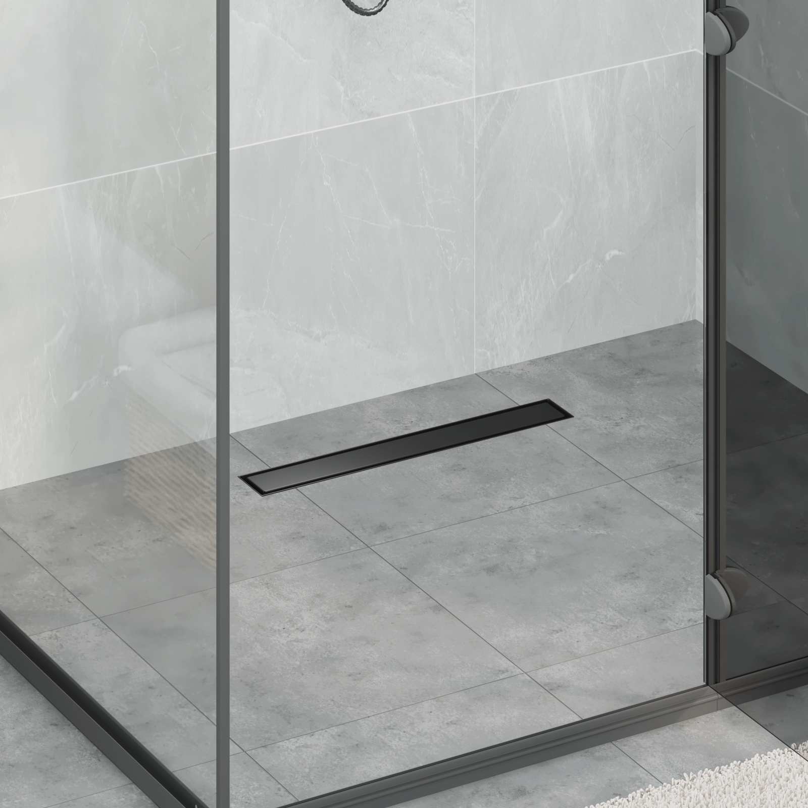 2 viename dušo nutekėjimas Juoda 60 cm Nerūdijantis plienas 304