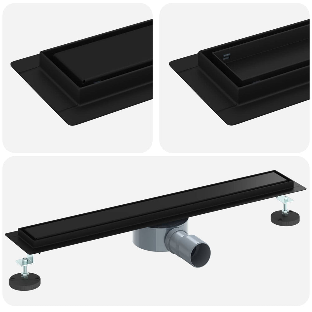 Shower drain 2-in-1 with 360° trap Black 60 cm