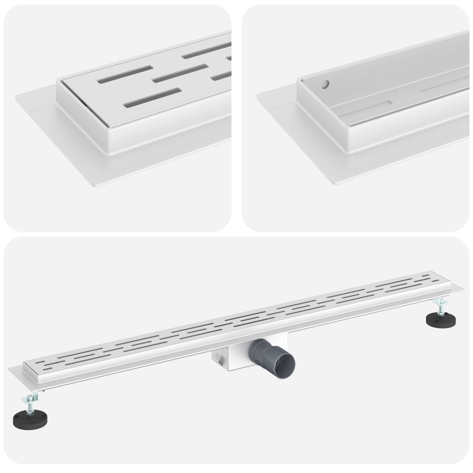 Shower drain with linear design Silver 90 cm