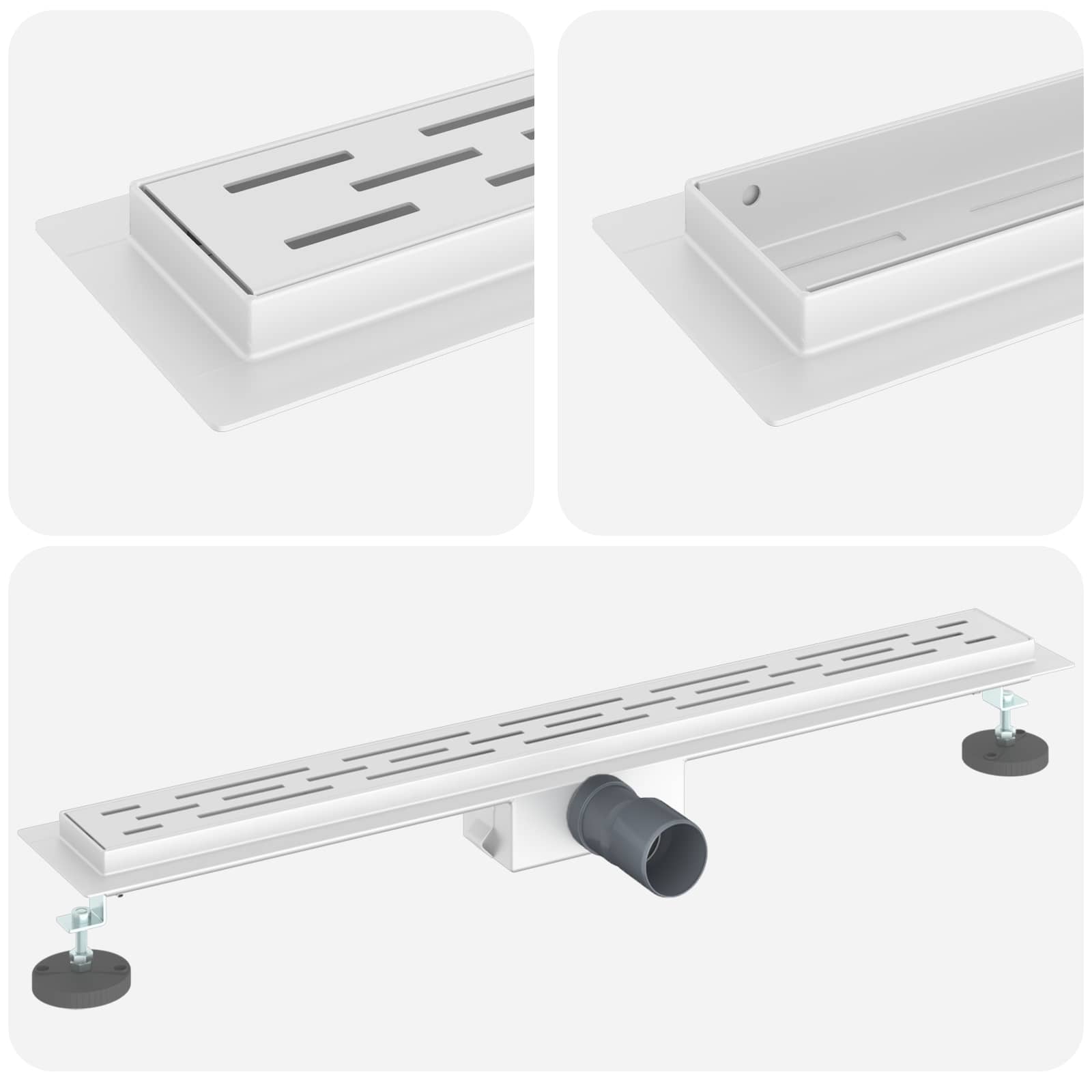 Dušas noteka ar lineāru dizainu Sudraba 70 cm