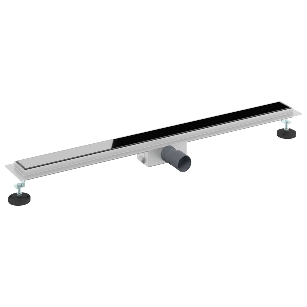 Shower drain with glass cover Black 100 cm