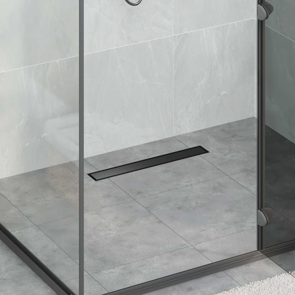 2-in-1 Shower Drain with 360° Siphon Black 50 cm