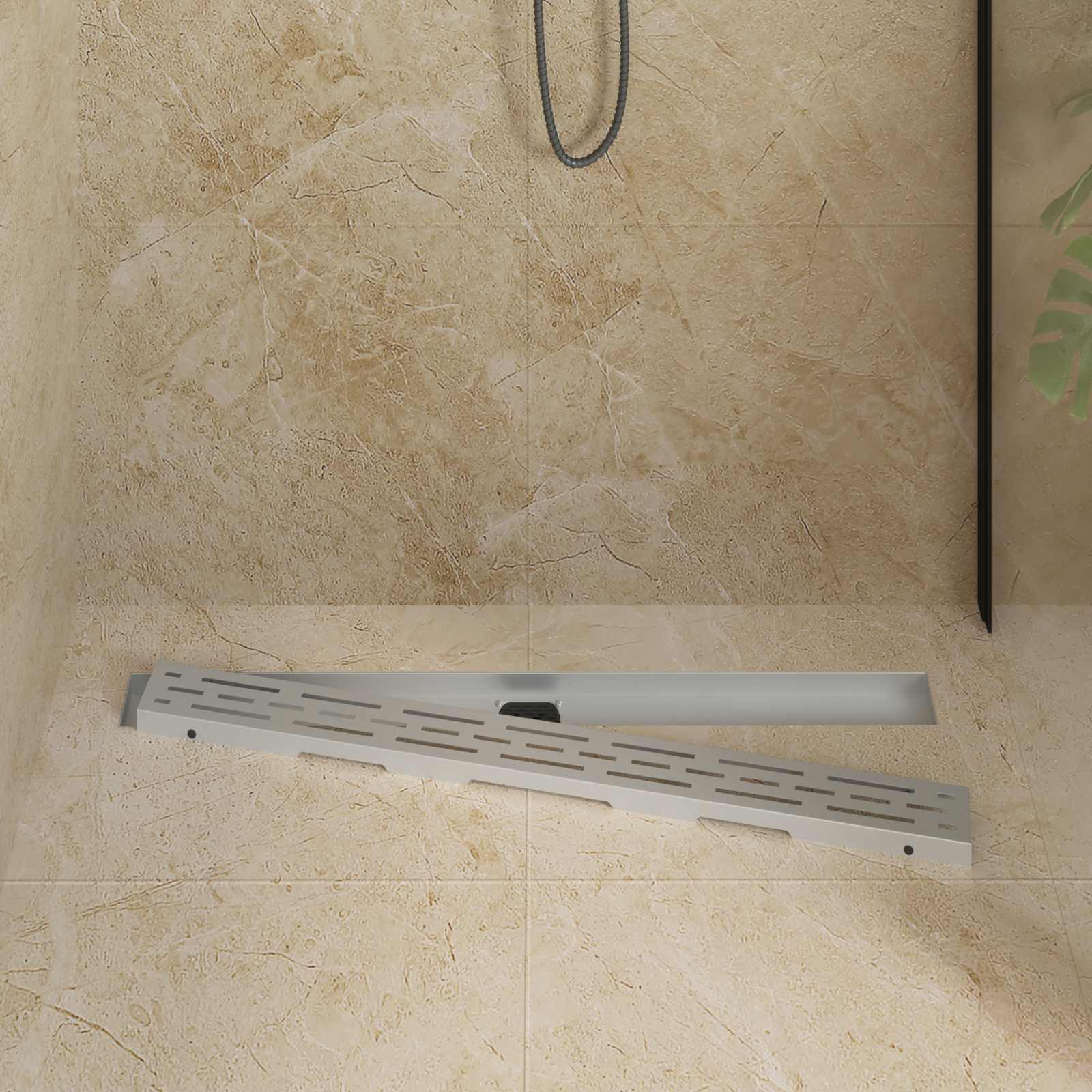 Dušas notekas stikla vāks ar 360° sifonu Sudrabs 90 cm